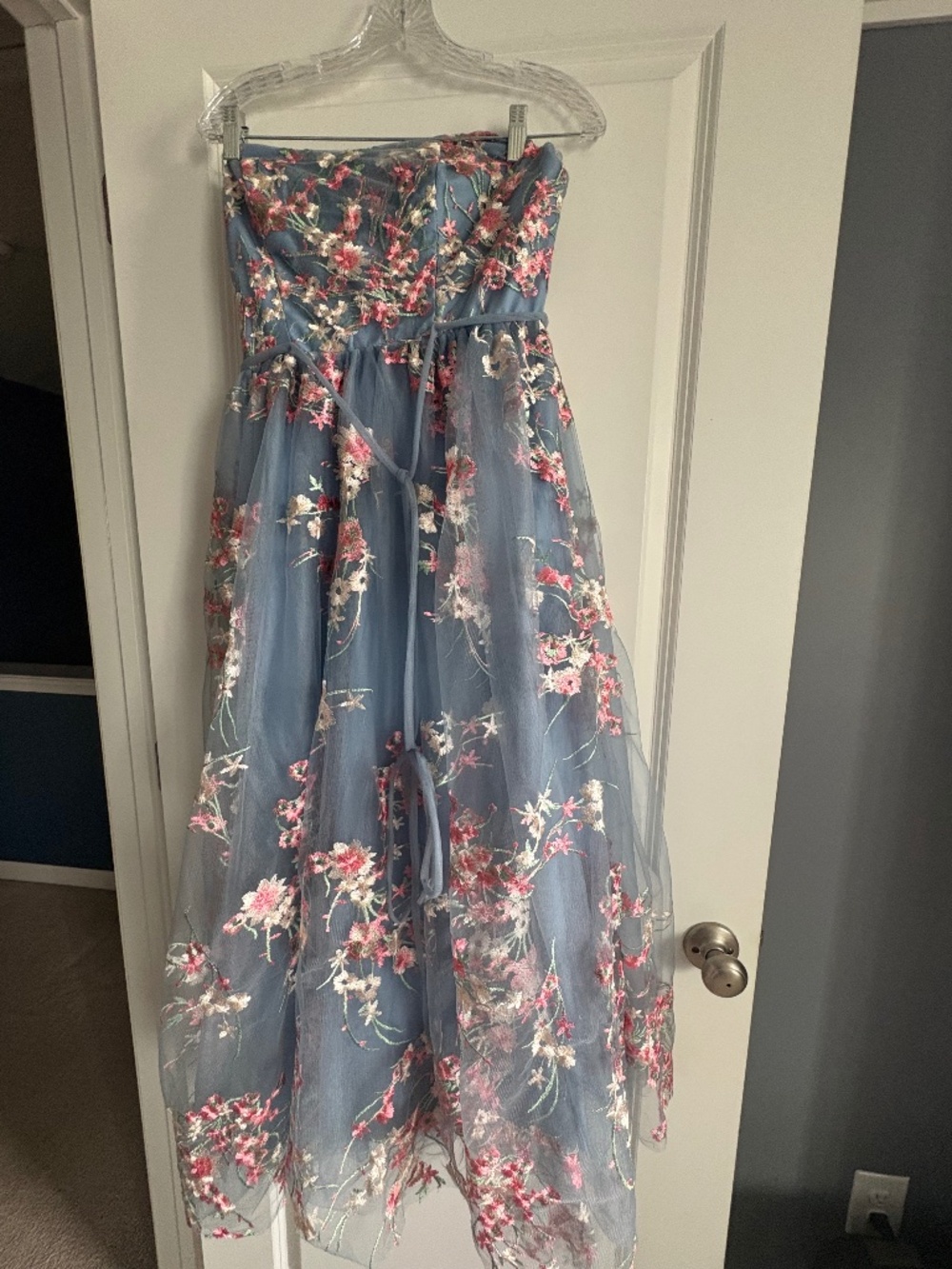 Strapless A Line Gown with Tulle